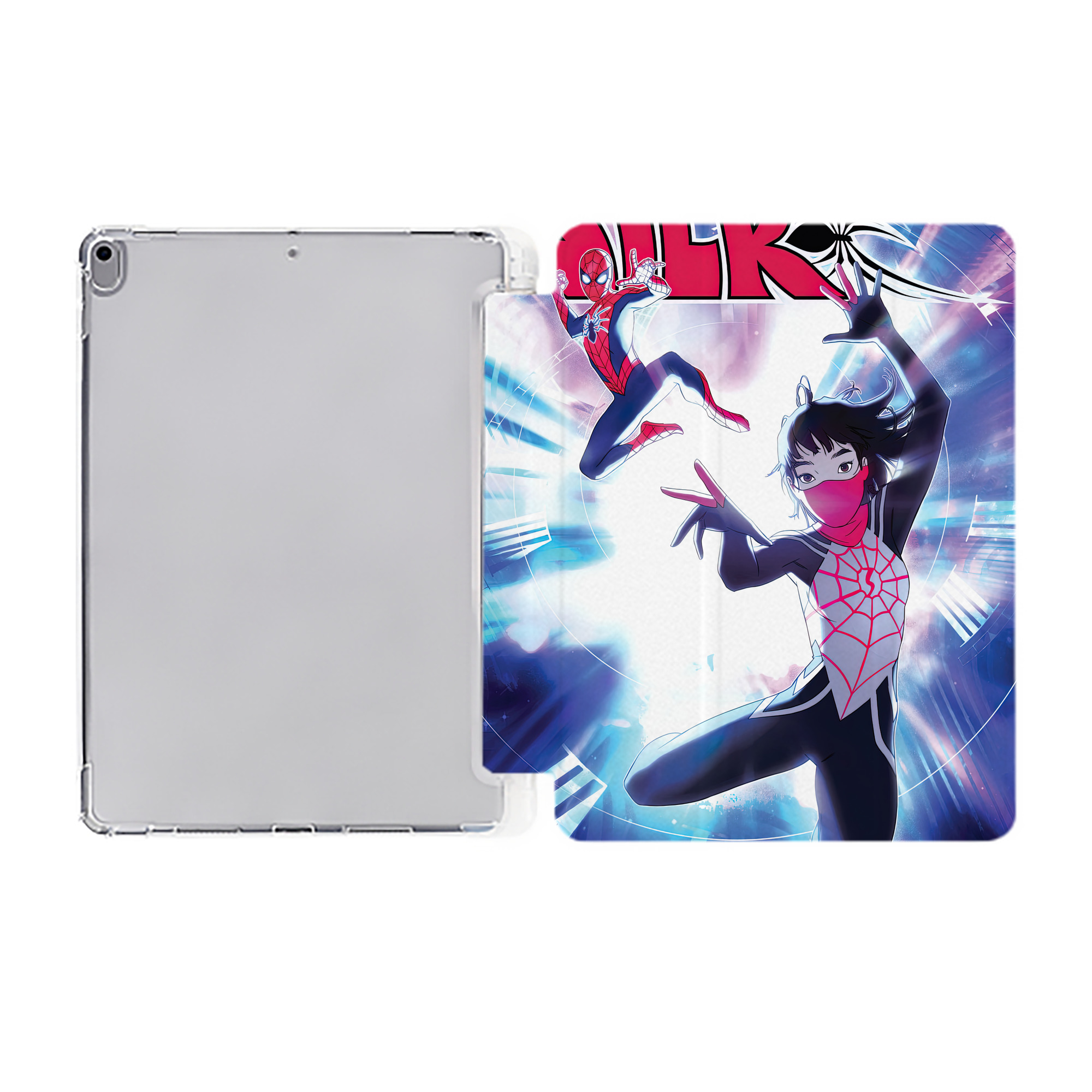 （画像用） Spider Man スパイダーマン IPad ケース ペン収納付き 三つ折りスタンド PUレザー×シリコン 対応機種9.5/10.5/10.9インチ